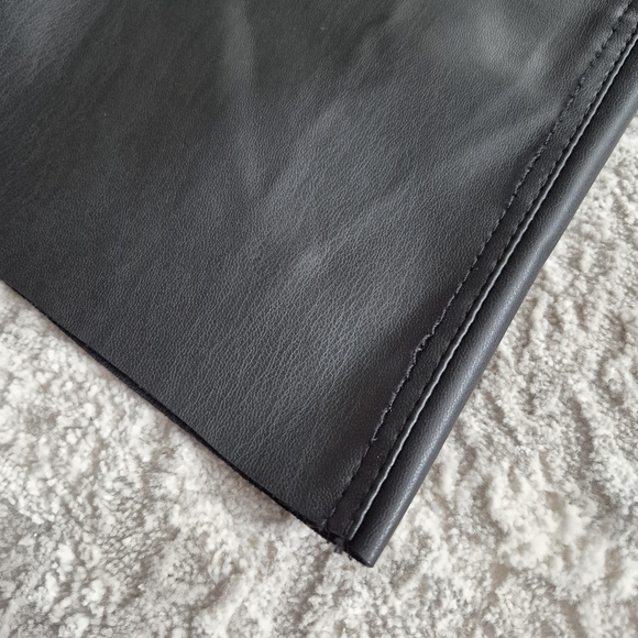 ZARA Women's Black Faux Leather Pants High Rise Straight Leg Style Size 10 - Picture 4 of 7